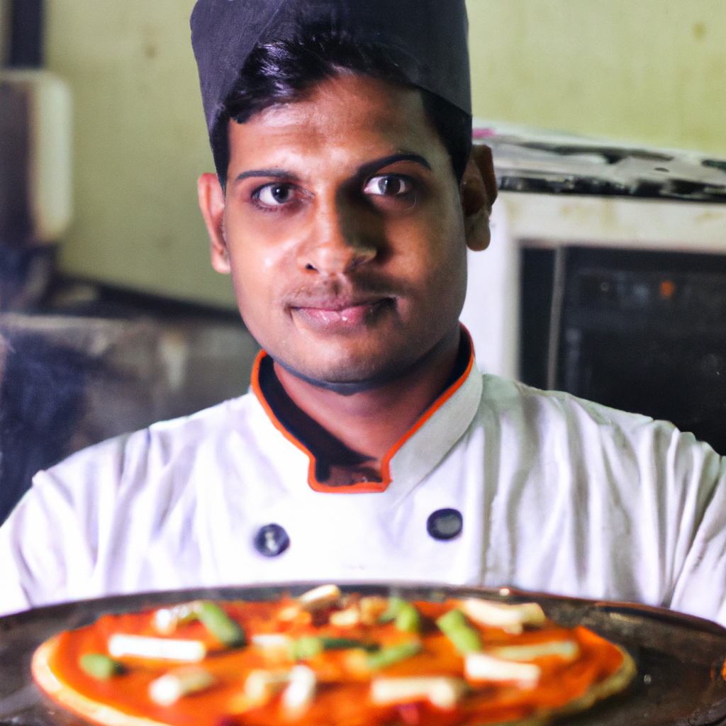 Team member: Mumbai spice master chef in a minimal white kitchen.
